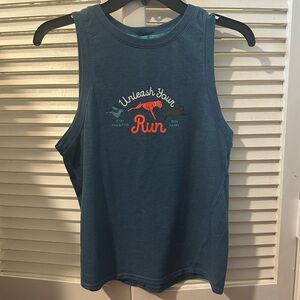 Brooks Unleash Your Run Racer-Back Tank Top with cute dogs Size Small